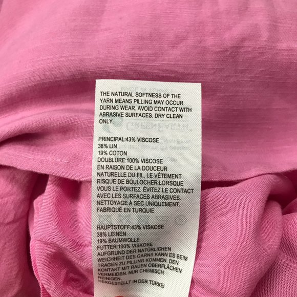 Whistles Linen Mix Midi Dress Pink Size 16 Frill Sleeves Empire Waist - Picture 14 of 14